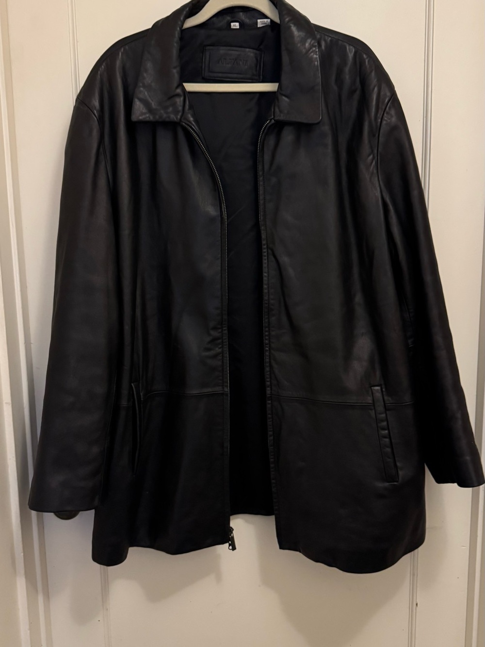 Alfani Black Leather Jacket with Zip Front